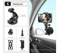 (C)Vamson para accesorios Insta360 X3 Soporte para coche con ventosa de cristal para cámara de acción