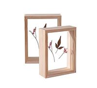 C&Z 2Pcs 6x8 marcos de fotos de madera de doble cara acrílico para plantas de herbario de, para exhibición de flores prensadas, hojas secas, mesa de escritorio, decoración de pared de madera