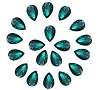C&Z Cristal lágrima de diamantes de imitación grandes, piedras preciosas para manualidades, fabricación de joyas, zapatos, 20 x 30 mm, 36 piezas de pavo real verde