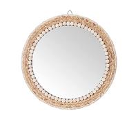 C&Z Espejo de pared redondo bohemio de 15 pulgadas para colgar en la pared, espejo decorativo circular de ratán para granja, sala de estar, dormitorio, baño