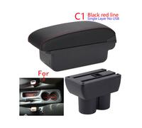 (C1 Negro rojo SIN USB)(C1 Negro rojo SIN USB)Para Suzuki Jimny Reposabrazos Caja Suzuki Jimny JB23 JB43 Reposabrazos