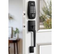C100 - Cerradura de puerta de entrada sin llave con teclado, cerradura inteligente para puerta delantera con 2 llaves, bloqueo automático, fácil instalación, 100 códigos PIN, IP54 impermeable, BHMA
