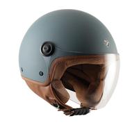 Tucano Urbano Casco demi jet unisex El'Jettin 6.0. Casco de moto de policarbonato, casco scooter small fit, calota XS-M y L-XXL. Casco verano invierno. Casco homologado ECE 22.06 azul petróleo talla L