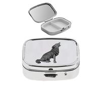 C18 Howling Wolf acabado negro hecho de fino peltre inglés en un pastillero con espejo para 2 días