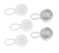 C2 Juego de 5 extensores para botones de camisa, blanco - Tamaños mixtos - Añade hasta 3 tallas (1,75-2,75 cm) - Botones de 11,4 mm (18L) - Extensiones elásticas para cuello y puños (S/M/L)