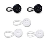 C2 Juego de 5 extensores para botones de camisa, blanco y negro - Tamaños mixtos - Añade hasta 3 tallas (1,75-2,75 cm) - Botones de 12,7 mm (20L) - Extensiones elásticas para cuello y puños (S/M/L)