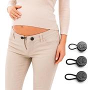 C2 Pack de 3 Extensores de Botón para Pantalones de Maternidad - Negro - Añade Hasta 3cm / 1,18in a la Cintura - Botón 15,3mm / 0,6in (24L) - Extensores de Cintura para Embarazo, sin Costuras