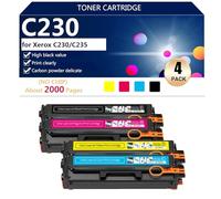 C230 Cartucho de Tóner de Alto Rendimiento 006R04391 006R04392 006R04393 006R04394 para Xerox C230 y C235 Impresoras, Impresiones Nítidas, 2000 Páginas,BCMY-1 Set