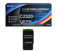 C2320 Cartucho de tóner con Chip Compatible con Lexmark C2320K0 C2320C0 C2320M0 C2320Y0, Funciona con impresoras C2325 C2425 C2535 C2640 MC2325 MC2425 MC2535 MC2640