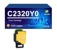 C2320K0 C2320C0 C2320M0 Y C2320Y0 Cartuchos De Tóner Compatibles para Lexmark C2325 MC2325 C2425 MC2425 MC2535 Y MC2640,Yellow-1 Pack