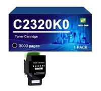 C2320K0 C2320C0 C2320M0 Y C2320Y0 Cartuchos De Tóner Compatibles para Lexmark C2325 MC2325 C2425 MC2425 MC2535 Y MC2640,Black-1 Pack