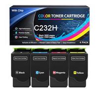 C232H Cartucho de tóner con Chip Compatible con Lexmark C232HK0 C232HC0 C232HM0 C232HY0 para impresoras C2325 C2425 C2535 C2640 MC2325 MC2425 MC2535 MC2640