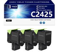 C2425 Cartucho de Tóner Compatible para Lexmark C2325 MC2325 C2425 MC2425 MC2535 MC2640 Impresoras, Alto Rendimiento 6000 Páginas, Impresión Nítida,Black-3 Pack