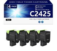 C2425 Cartucho de Tóner Compatible para Lexmark C2325 MC2325 C2425 MC2425 MC2535 MC2640 Impresoras, Alto Rendimiento 6000 Páginas, Impresión Nítida,Black-4 Pack