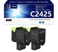 C2425 Cartucho de Tóner Compatible para Lexmark C2325 MC2325 C2425 MC2425 MC2535 MC2640 Impresoras, Alto Rendimiento 6000 Páginas, Impresión Nítida,Black-2 Pack