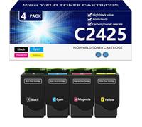 C2425 Cartucho de Tóner de Alta Capacidad para Lexmark C2325 MC2325 C2425 MC2425 MC2535 MC2640 Impresoras, Impresión de Alta Definición, 6000 Páginas,BCMY-1 Set