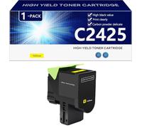 C2425 Cartucho de Tóner de Repuesto Compatible para Lexmark C2325 MC2325 C2425 MC2425 MC2535 MC2640 Impresora, Alto Rendimiento 6000 Páginas, Fácil instalación,Yellow-1 Pack