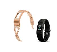 C2D JOY Elegante correa de acero compatible con Garmin Vivofit 4 bandas de seguimiento de actividad, accesorio de repuesto con caja de metal para mujer, oro rosa