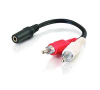 C2G 40424 Value Series One - Cable estéreo Hembra de 3,5 mm a Dos RCA estéreo Macho, Color Negro (6 Pulgadas)