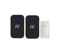C302B Timbre inalámbrico para el hogar de uno a dos con pantalla digital de temperatura y control remoto compatible. Compatible con personas mayores,