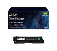 C3224 Cartuchos de tóner compatibles con C3220K0 C3220C0 C3220M0 C3220Y0 | Reemplazo del cartucho de tóner C3224 impresora para Lexmark C3224dw MC3224dwe MC3224adwe MC3224i, con chip(Cyan)