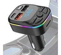 C4 CAR MP3-Dispositivo de llamada manos libres, reproducción de tarjeta, transmisor FM | Doble carga rápida USB, conexión inalámbrica estable para cargar el teléfono de navig