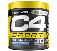 C4 Sport - Suplemento en polvo para preentrenamiento - Frambuesa azul | Bebida energética para antes de entrenar | 135 mg de cafeína + beta alanina + creatina | 30 raciones