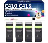 C410 C415 006R04685 006R04686 006R04687 006R04688 Cartucho de Tóner Compatible para Xerox VersaLink C415 C410 C410DN Impresora, Alto Rendimiento, 2400 Páginas,Black-4 Pack