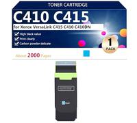 C410 C415 006R04685 006R04686 006R04687 006R04688 Cartucho de Tóner Compatible para Xerox VersaLink C415 C410 C410DN Impresora, Alto Rendimiento, 2400 Páginas,Cyan-1 Pack