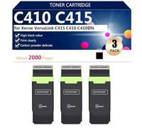 C410 C415 Cartucho de Tóner de Rendimiento Extra Alto 006R04685 006R04686 006R04687 006R04688 para Xerox VersaLink C415 C410 C410DN Impresoras, 2400 Páginas,Black-3 Pack