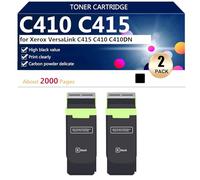 C410 C415 Cartucho de Tóner de Rendimiento Extra Alto 006R04685 006R04686 006R04687 006R04688 para Xerox VersaLink C415 C410 C410DN Impresoras, 2400 Páginas,Black-2 Pack