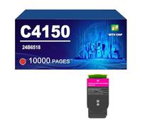 C4150 Cartucho De Tóner Compatible para Lexmark 24B6519, 24B6516, 24B6517 Y 24B6518. Funciona con La Impresora C4150 Y Rinde hasta 16000/10000 Páginas,Magenta-1 Pack