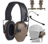 C5 - Auriculares tácticos de reducción de ruido con micrófono y amplificación de sonido Nato TP120 Jack para disparar y cazar (marrón)