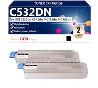 C532DN Cartuchos de Tóner de Alta Capacidad Compatibles para Oki C532dn C542dn MC573dn MC563dn Impresoras, Varias Especificaciones Disponibles,Black-2 Pack