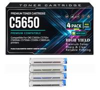 C5650 C5500 C5800 para Oki C5650n C5750n C5650dn C5750dn C5500n C5800Ldn Cartuchos de tóner 43865708 43865707 43865706 43865705 Impresoras,4Pack-C5650