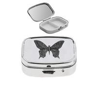 C6 Swallowtail Butterfly Black Finish Hecho de fino peltre inglés en un pastillero con espejo para 2 días