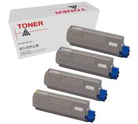 C610 44315308 44315307 44315306 44315305 Pack 4 Cartuchos de Toner Compatible con Oki C610 Multicolor