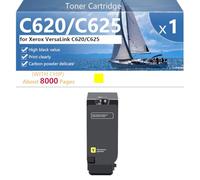 C620/C625 Cartucho de Tóner Compatible con Xerox VersaLink C620 C625 Impresoras, Alto Rendimiento 8000 Páginas, Impresión Nítida,Yellow-1 Pack