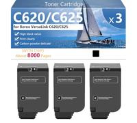 C620/C625 Cartucho de Tóner Compatible con Xerox VersaLink C620 C625 Impresoras, Alto Rendimiento 8000 Páginas, Impresión Nítida,Black-3 Pack
