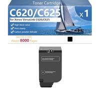 C620/C625 Cartucho de Tóner de Alta Capacidad de Repuesto para Xerox VersaLink C620 C625 Impresoras, Impresión de Alta Definición, 8000 Páginas,Black-1 Pack