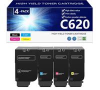 C620 Cartucho de Tóner Compatible 006R04616 006R04617 006R04618 006R04619 para Xerox VersaLink C620 C625 Impresoras, Alto Rendimiento 8000 Páginas, Impresión de Alta Definición,BCMY-1 Pack