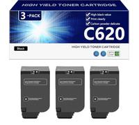 C620 Cartucho de Tóner de Repuesto Compatible 006R04616 006R04617 006R04618 006R04619 para Xerox VersaLink C620 C625 Impresoras, Alto Rendimiento 8000 Páginas, Fácil Instalación,Black-3 Pack