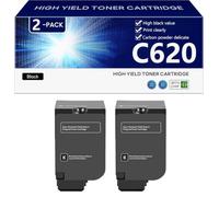 C620 Cartucho de Tóner de Repuesto Compatible 006R04616 006R04617 006R04618 006R04619 para Xerox VersaLink C620 C625 Impresoras, Alto Rendimiento 8000 Páginas, Fácil Instalación,Black-2 Pack