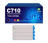 C710 Cartucho De Tóner Compatible con Impresoras para Oki 710 711 711N, con Chip, 11 000 Páginas,4 Colors-1 Set