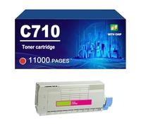 C710 Cartucho De Tóner Compatible con Impresoras para Oki 710 711 711N, con Chip, 11 000 Páginas,Magenta-1 Pack
