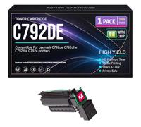 C792dhe Negro Cian Amarillo Magenta Cartuchos de tóner para Lexmark C792de C792dhe C792dte C792e Impresoras con Chip Alto Rendimiento 20 000 páginas,Magenta-C792DE
