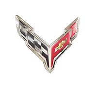 C8 Crossed Flags Stainless Steel Wall Hanging Sign - Chrome : 18"""" x 1