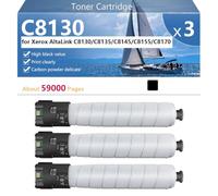 C8130 Cartucho de Tóner Compatible para Xerox AltaLink C8130 C8135 C8145 C8155 C8170 Impresoras, Alto Rendimiento 59000 Páginas, Impresión de Alta Definición,Black-3 Pack