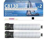 C8130 Cartucho de Tóner Compatible para Xerox AltaLink C8130 C8135 C8145 C8155 C8170 Impresoras, Alto Rendimiento 59000 Páginas, Impresión de Alta Definición,Black-2 Pack