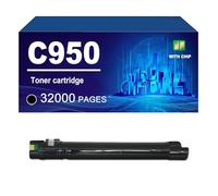 C950 Cartucho De Tóner Compatible para Lexmark C950de X950de X952 X954de, Rendimiento De hasta 32000 / 22000 Páginas,Black-1 Pack